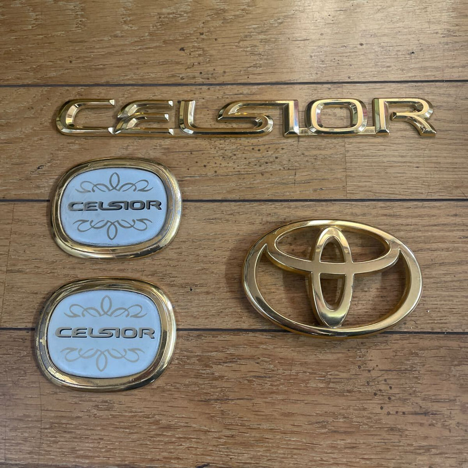 Celsior UCF30 UCF31 Genuine Gold Emblem Pillar Ornaments 4-Piece Set
