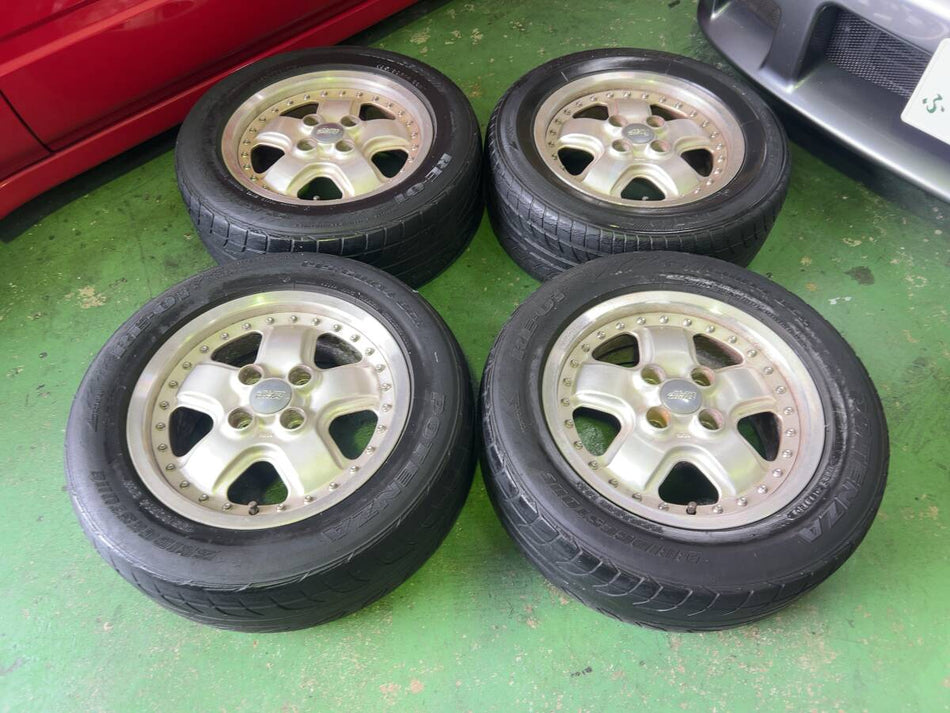 Civic EF8 EF9 EG6 EG9 MUGEN MR-5 Wheels 14inch 14x6 +38 4x100 With Tires Forged Set of 4